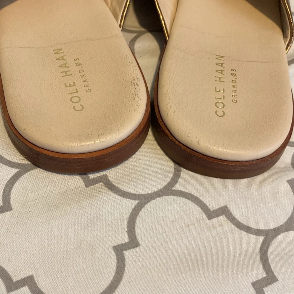 Cole Haan Gold Anica Leather Slide Sandal - Picture 5 of 7